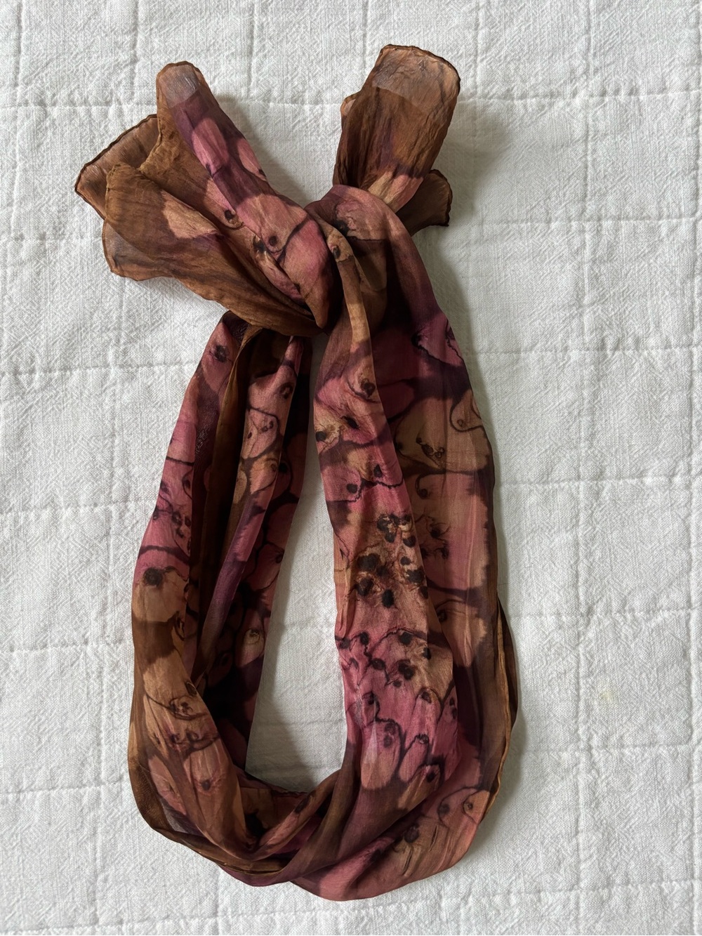 Silk-Like Brown & Pink Scarf